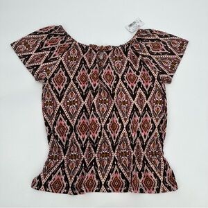 3/$15 Childrens Place Top Peplum Short Slv Tee Girls L 10/12 Kids Multicolor NWT